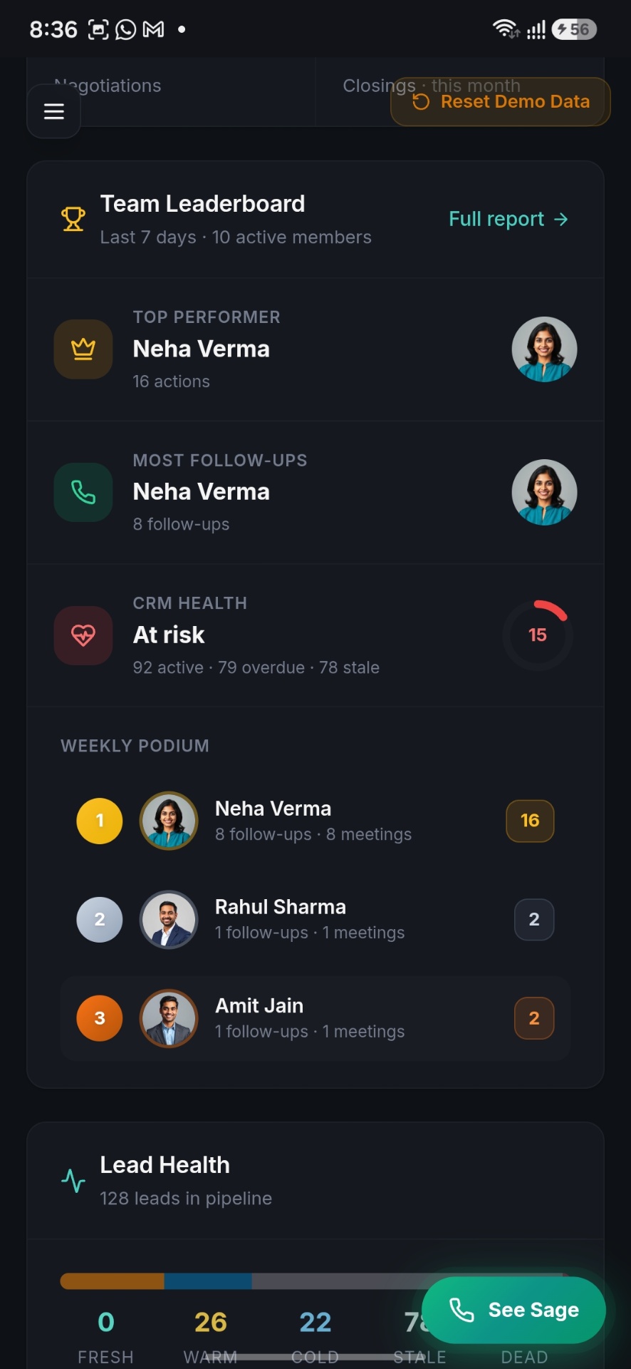 Saigent team leaderboard